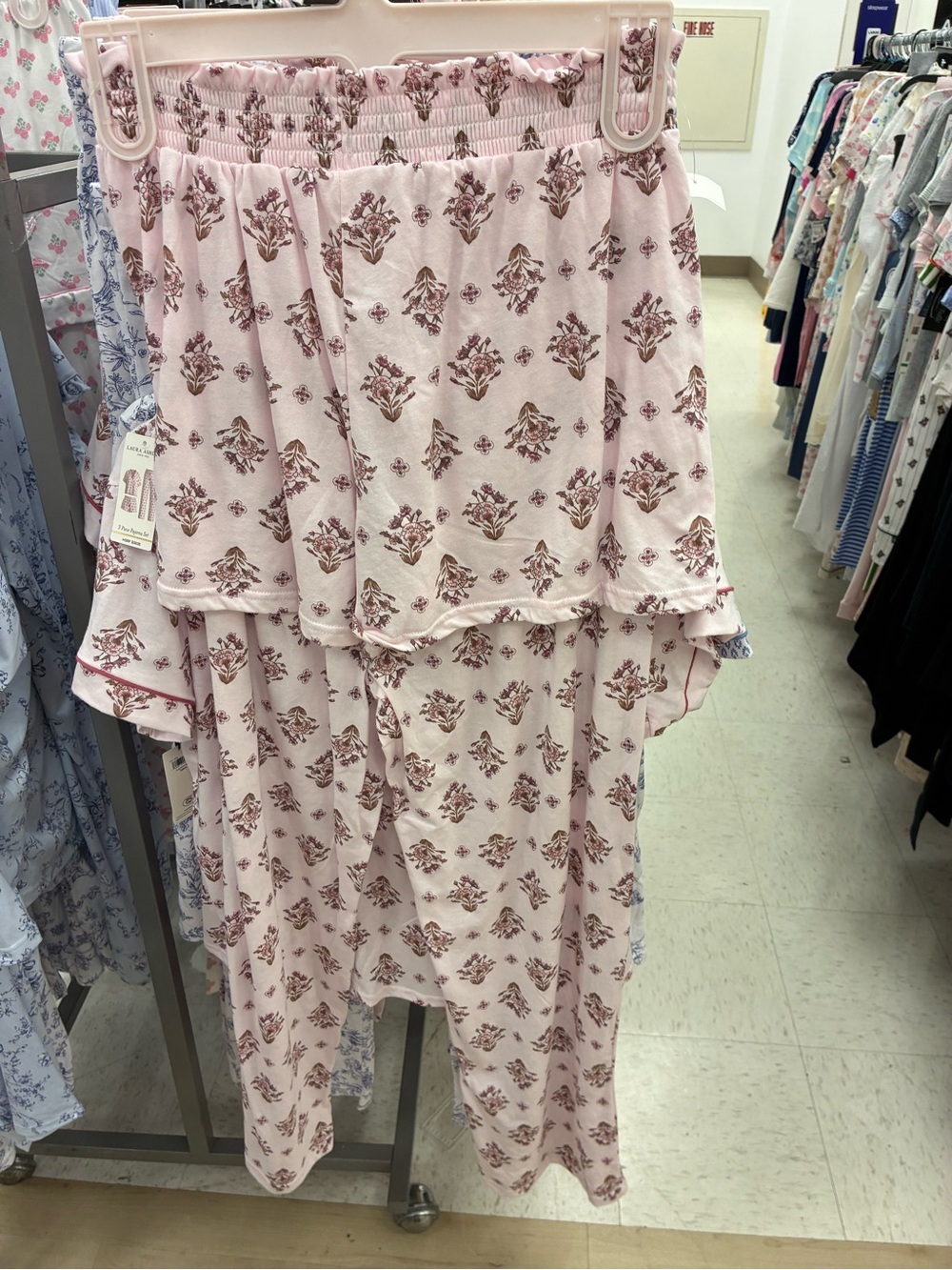 Laura Ashley Blush Pink Floral Cotton Pajama Set - Picture 3 of 3